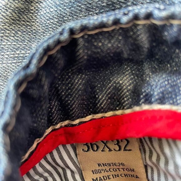 Embroidered Y2K Antique Rivet Jeans Men's 36 x 32 Denim Rocker Flap Pocket Retro - Picture 4 of 7